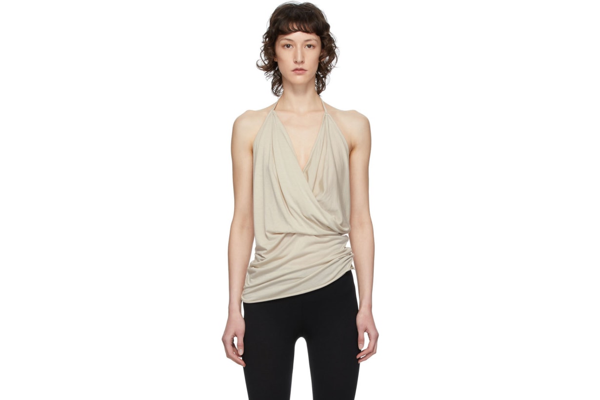 Rick Owens Lilies Grey Heavy Jersey Halter Tank Top