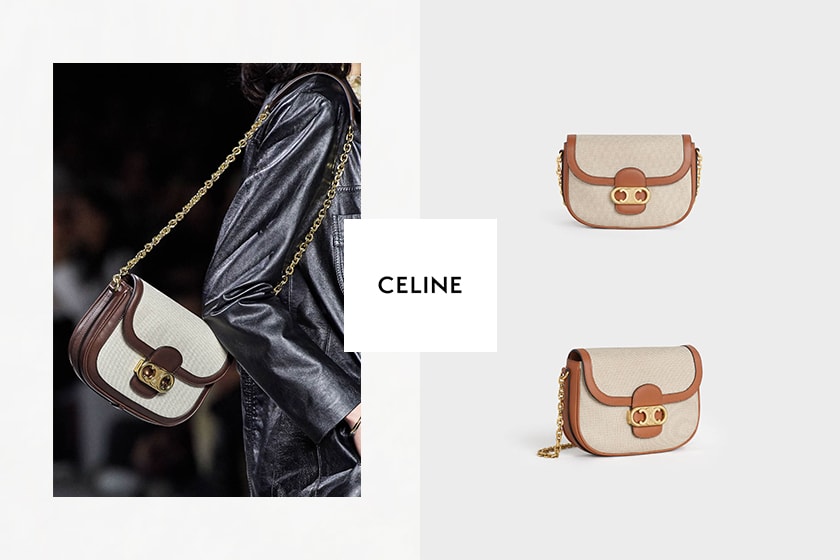 celine medium calfskin textile chain maillon triomphe handbags