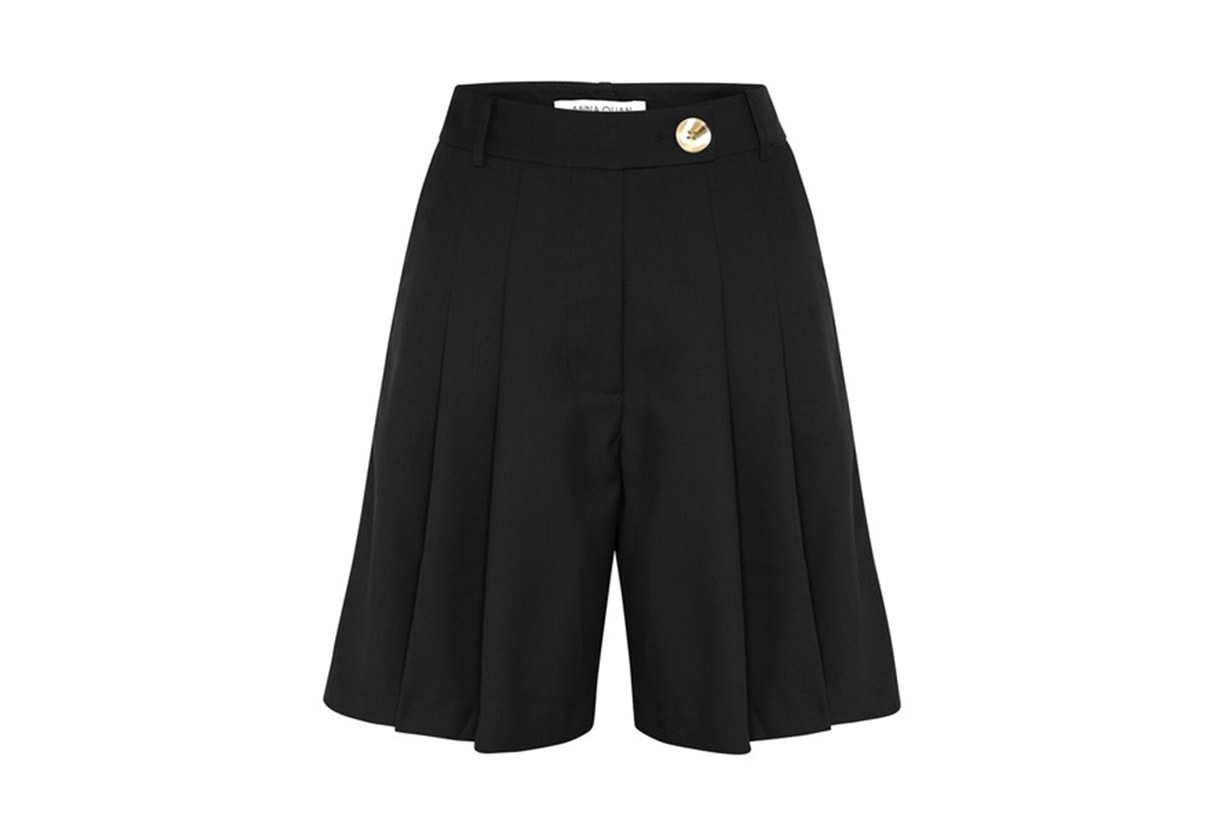 Anna Quan Oscar Pleated Wool-Blend Shorts