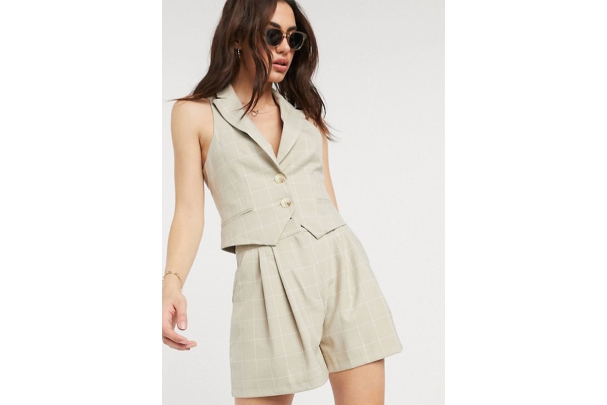 ASOS DESIGN Suit in camel grid check