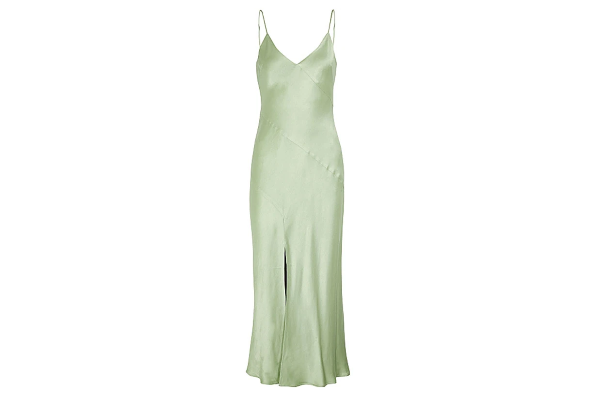 BEC & BRIDGE Crest light green satin midi dress