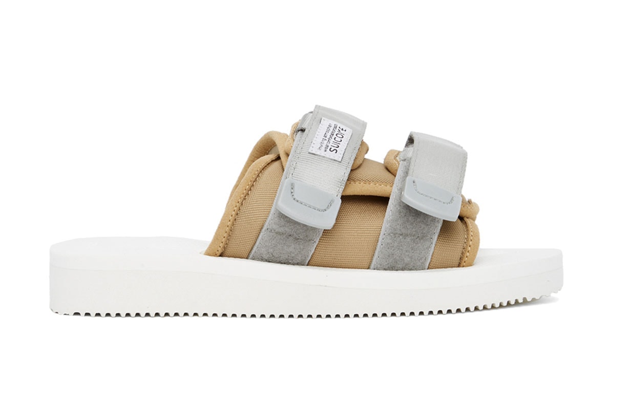 Beige & White MOTO-Cab Sandals