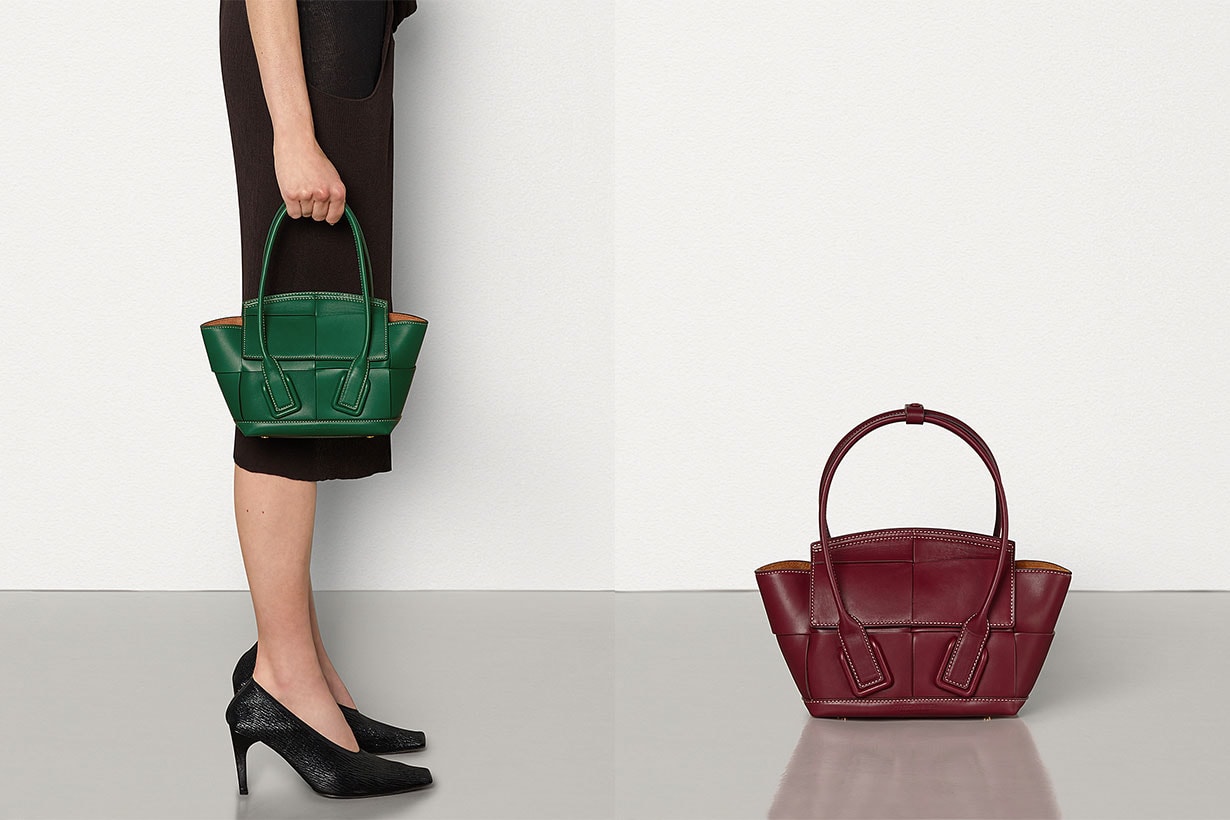 Green and burgundy mini arco bag