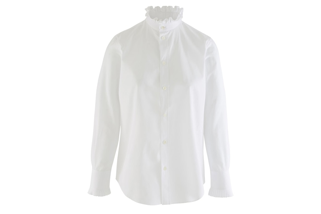 CELINE Frilled classic-collar cotton poplin shirt