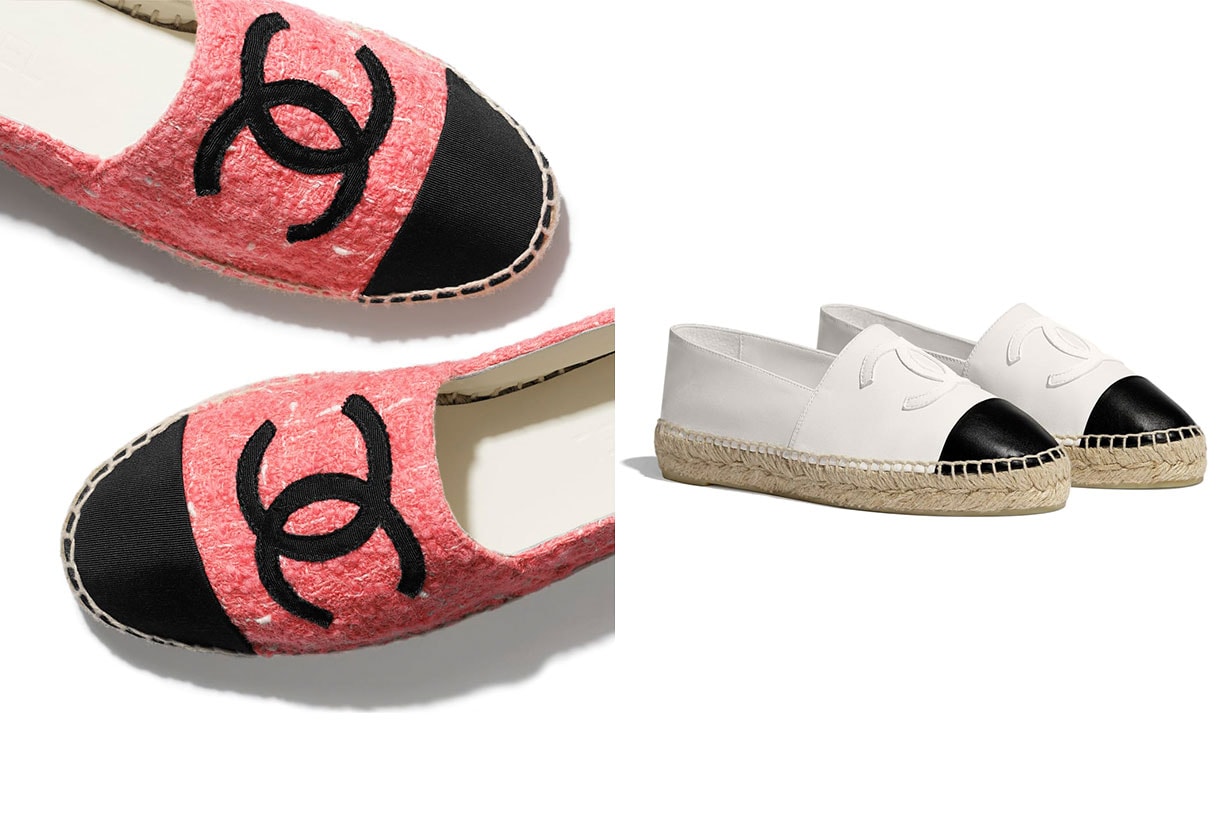 Chanel Tweed & Grosgrain Pink & Black Espadrilles