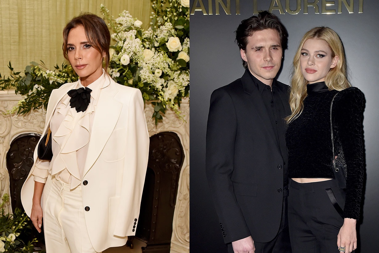 Victoria Beckham attends the British Vogue and Tiffany & Co. Fashion and Film Party at Annabel's on February 2, 2020 in London, England. / Brooklyn Beckham and Nicola Peltz attend the Saint Laurent show as part of the Paris Fashion Week Womenswear Fall/Winter 2020/2021 on February 25, 2020 in Paris, France.