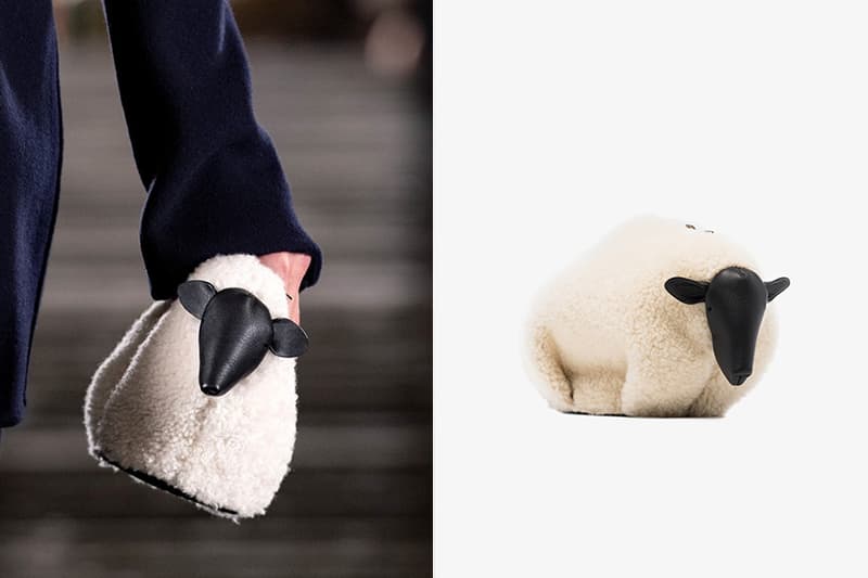 Loewe Neutral Sheep Leather And Shearling Mini Bag handbags