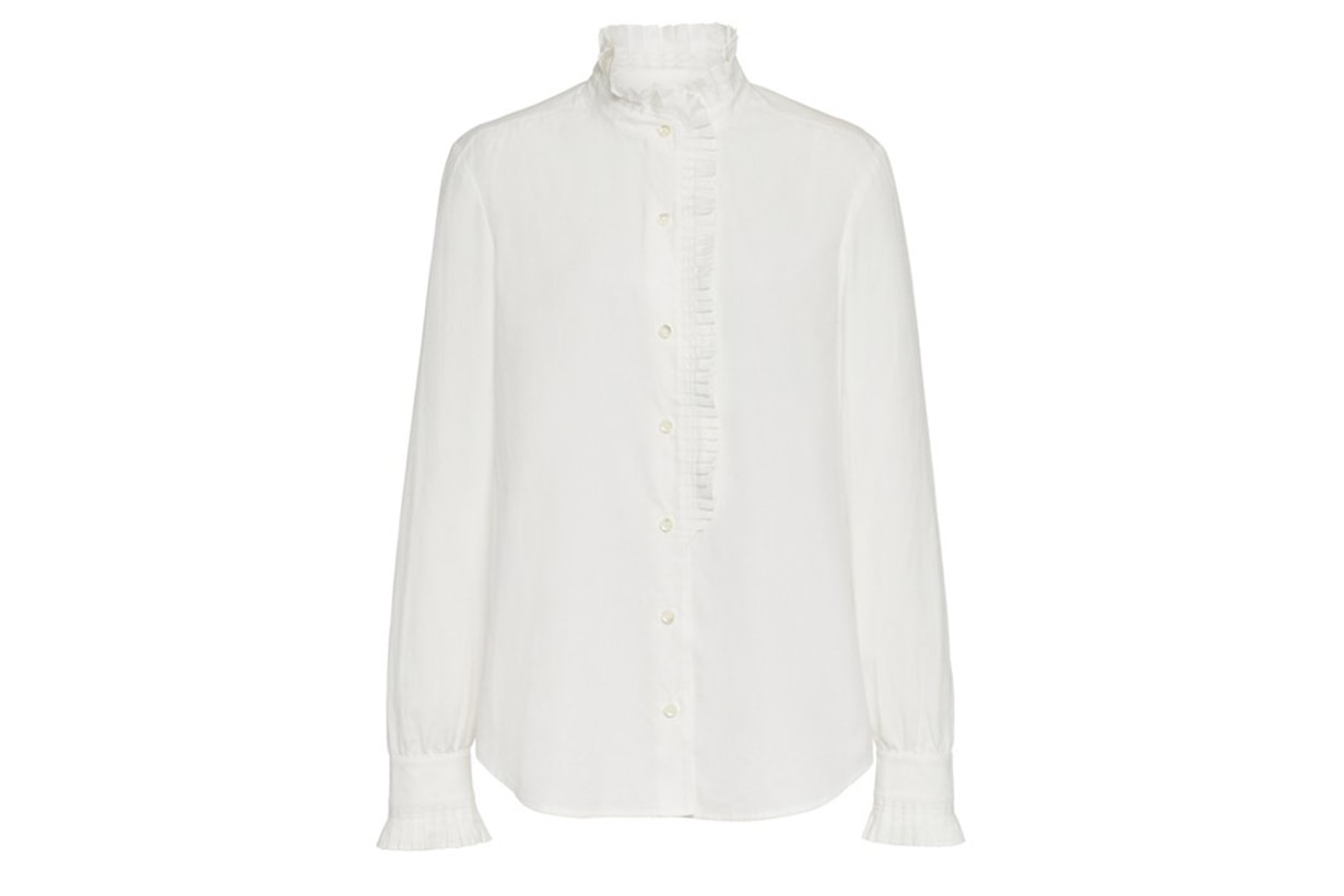 FRAME Pleated Cotton-Poplin Shirt