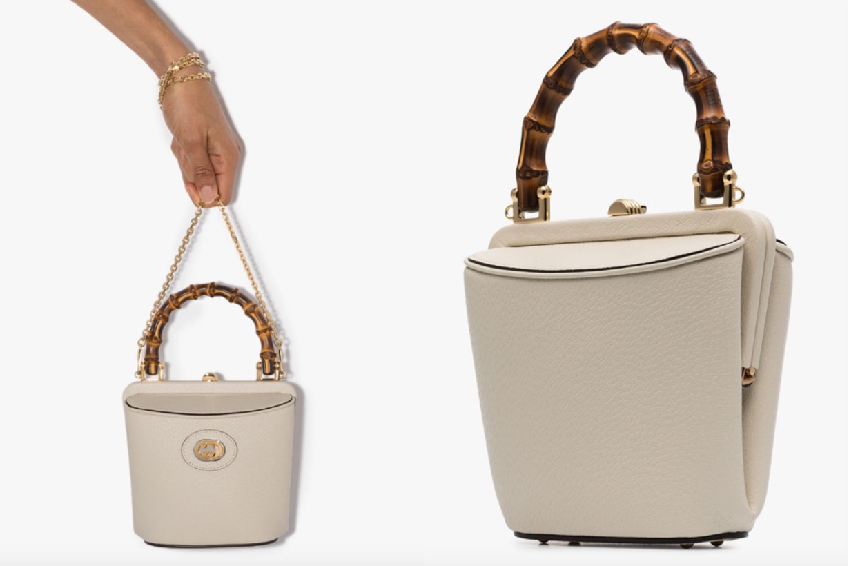 Gucci White Marina Mini Leather Bucket Bag