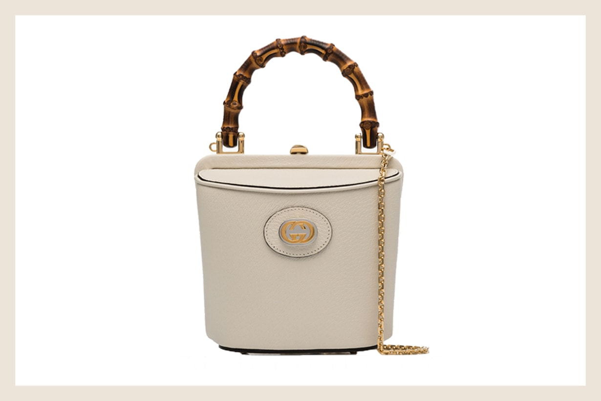 Gucci White Marina Mini Leather Bucket Bag