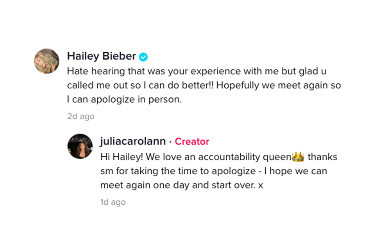 Hailey Bieber Gigi Hadid Bella Hadid Kylie Jenner Kendall Jenner Tiktok users @juliacarolann