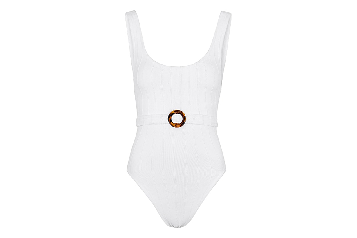 HUNZA G Solitaire white ribbed swimsuit