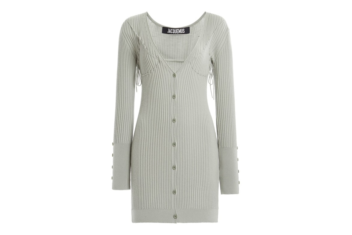 Jacquemus Lauris Tie-Detailed Ribbed Wool Mini Dress