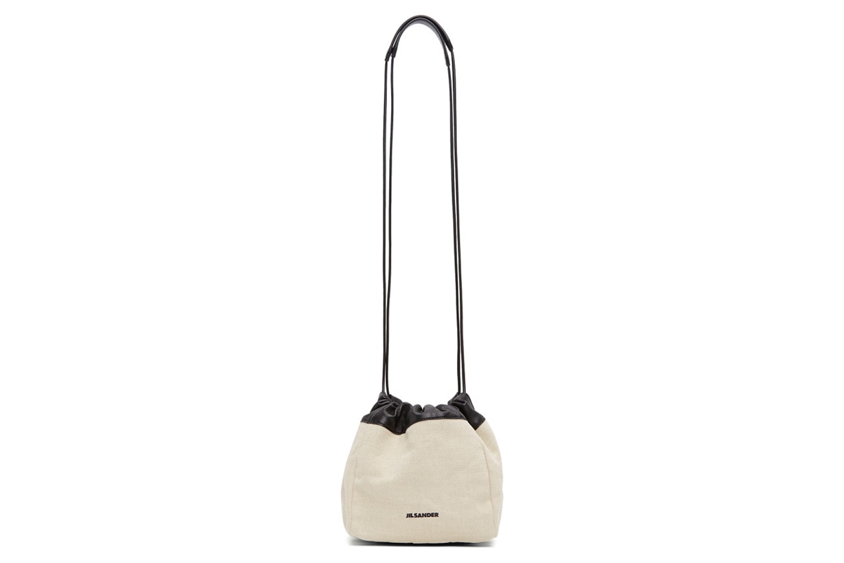 Jil Sander Off-White Canvas Small Drawstring Crossbody