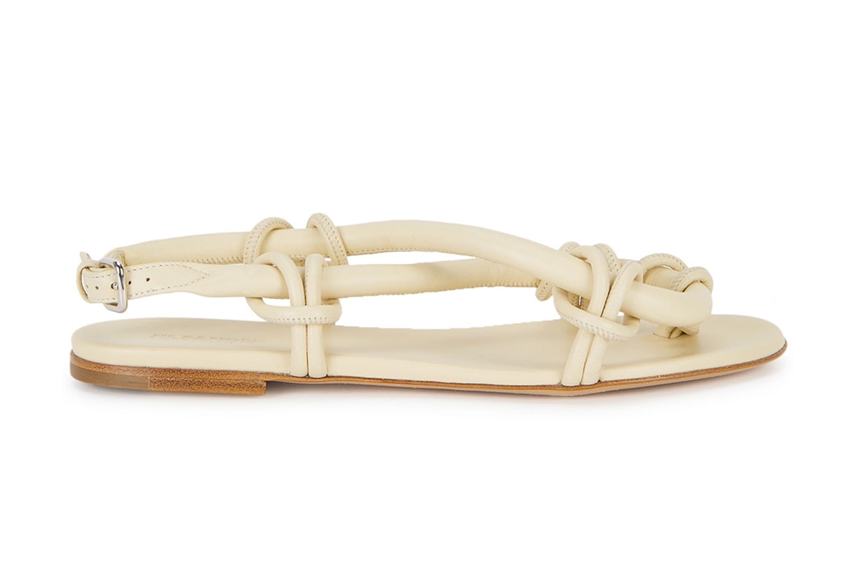 JIL SANDER Cream knotted leather sandals