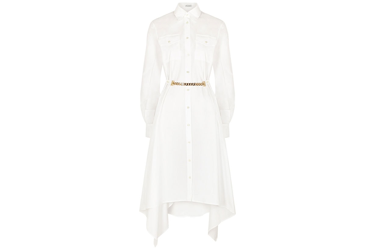 JW ANDERSON White draped cotton shirt dress
