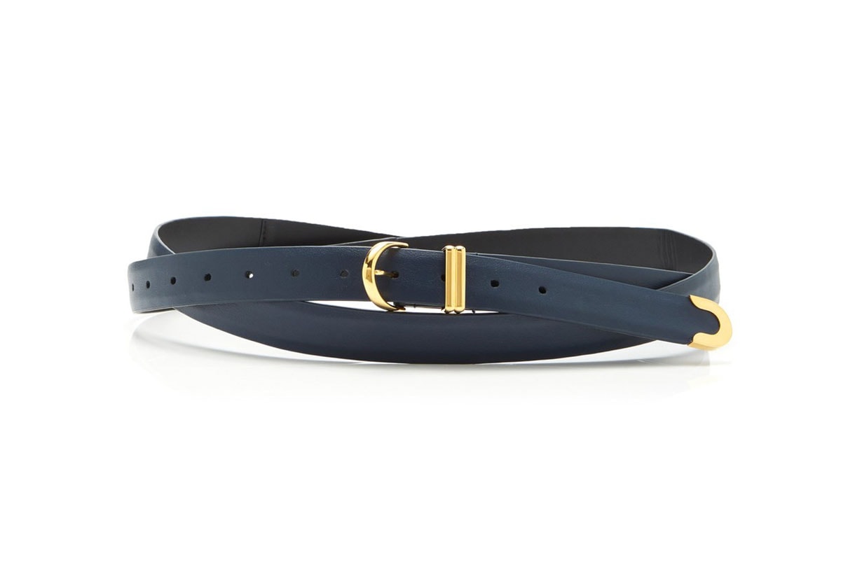 Khaite Brooke Gold-Tone Textured-Leather Belt