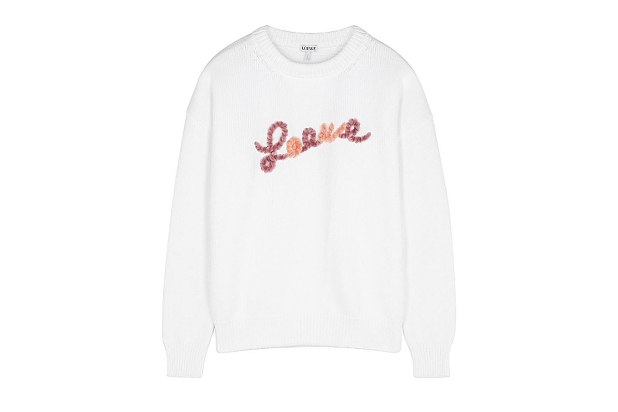LOEWE White logo-appliquéd cotton jumper