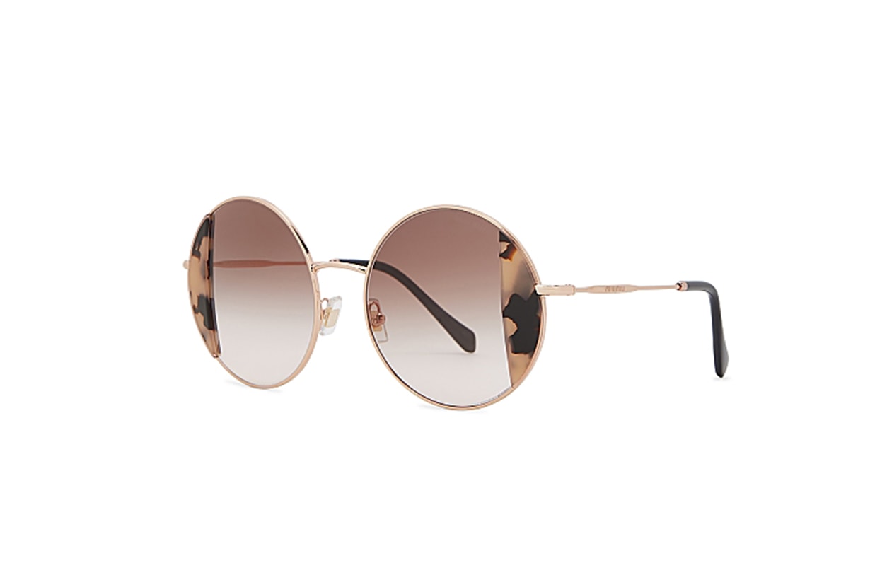 MIU MIU Noir gold-tone round-frame sunglasses