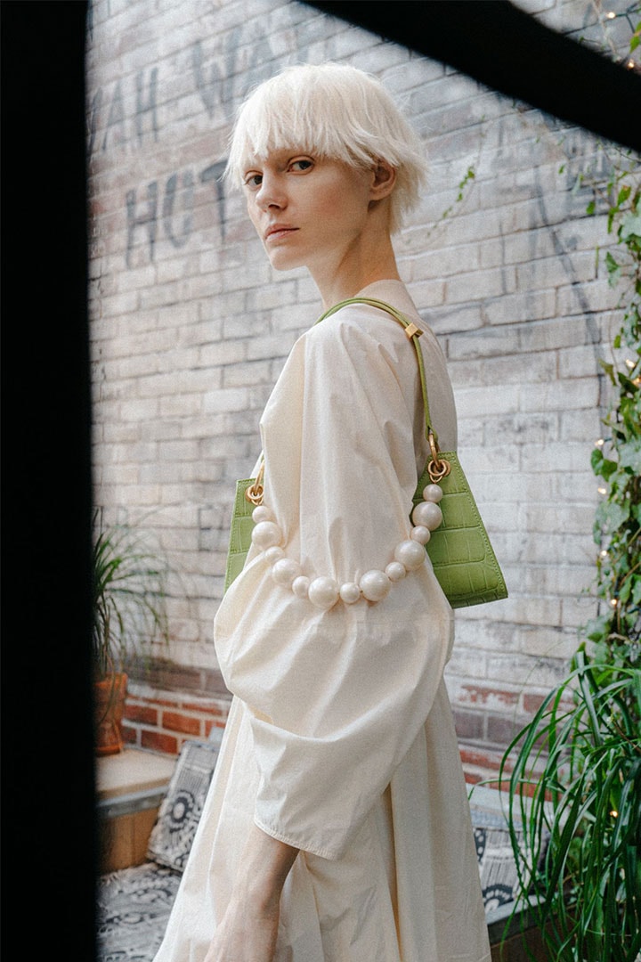 Handbag with Pearl Details