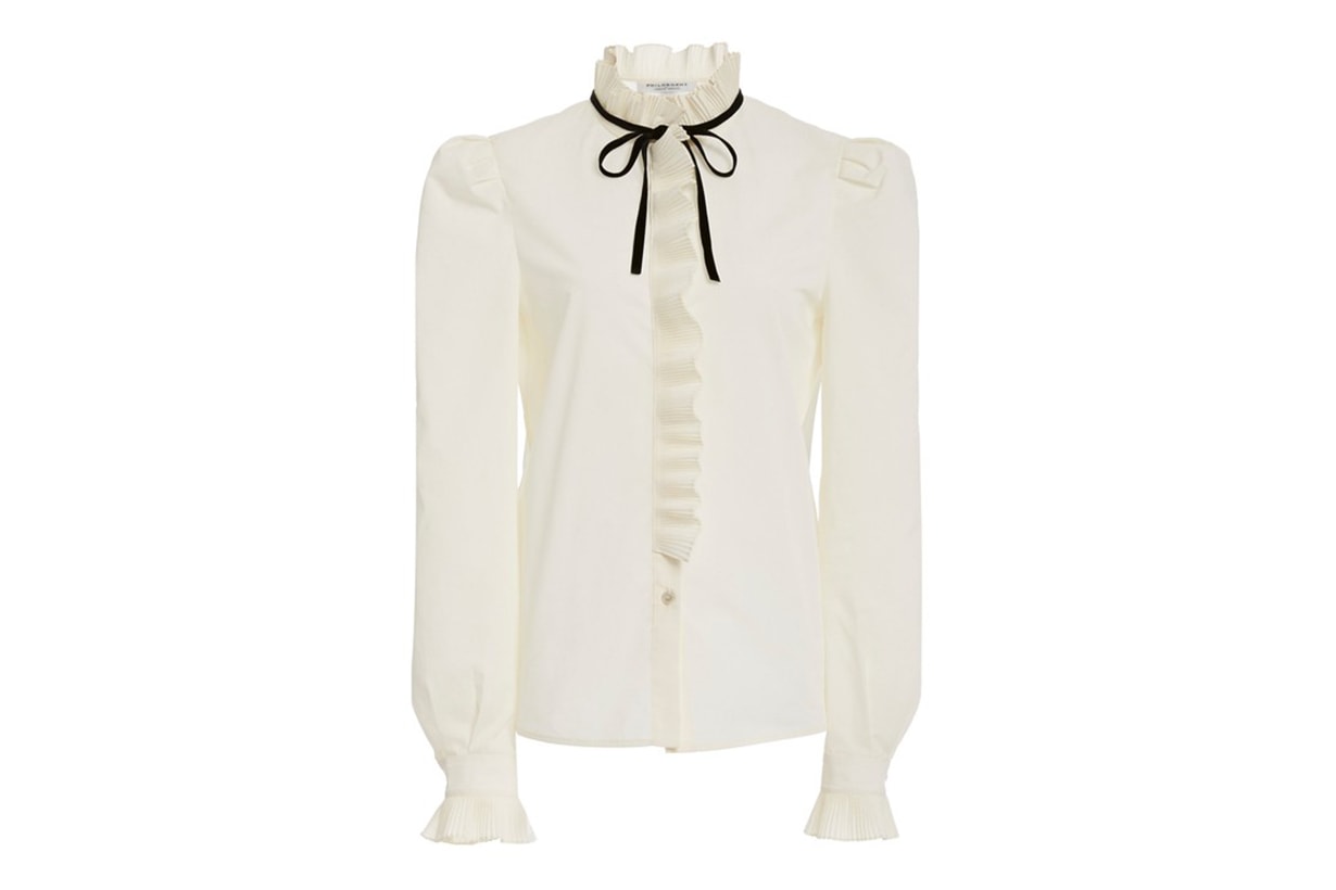 Philosophy di Lorenzo Serafini Tie-Detailed Ruffled Crepe Blouse
