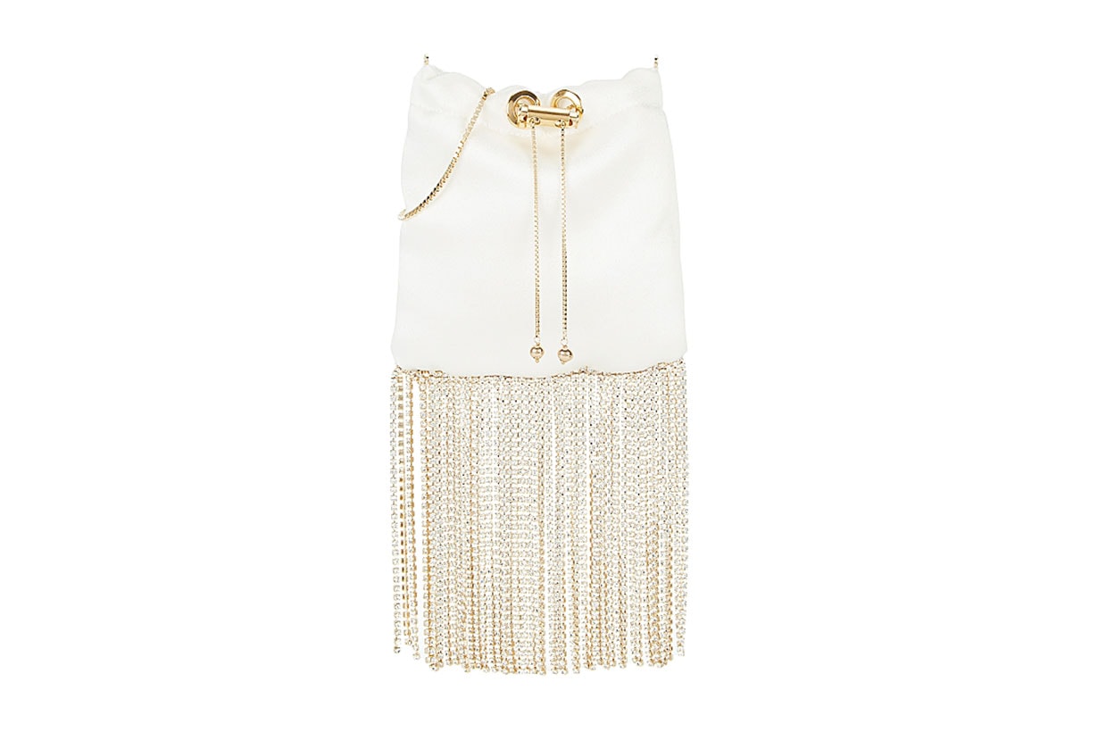 ROSANTICA Fatalina ivory fringed satin cross-body bag