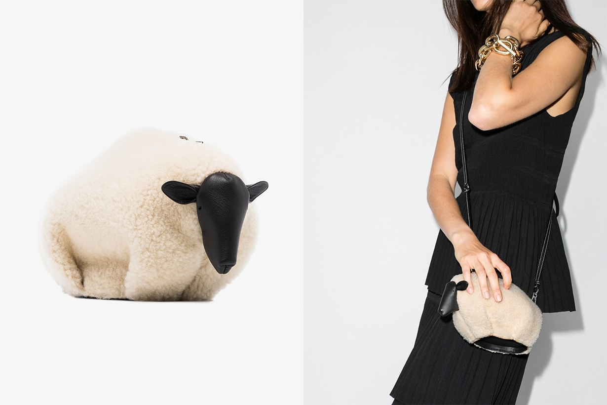 Loewe Neutral Sheep Leather And Shearling Mini Bag handbags