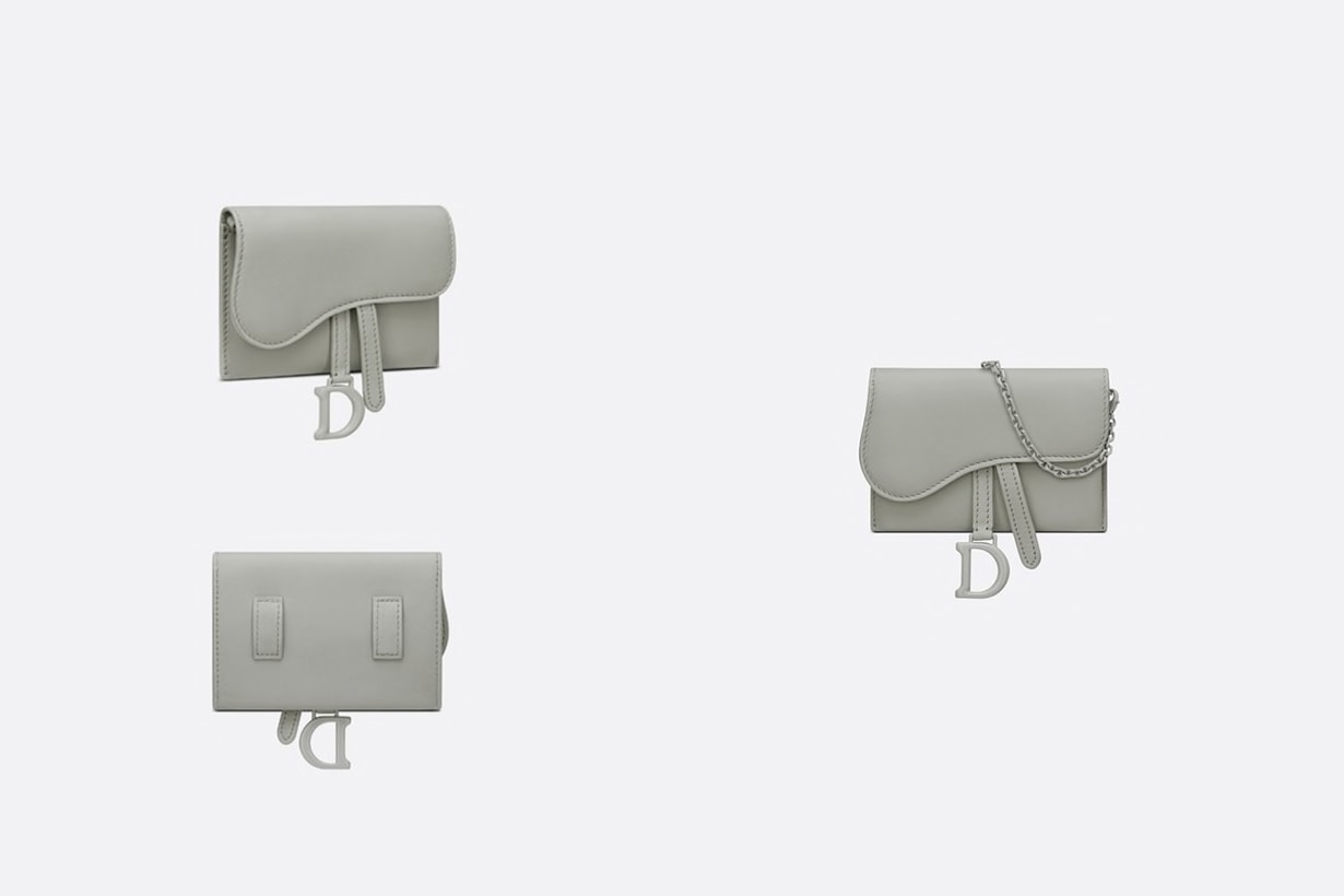 dior saddle nano pouch pelle di vitello ultraopaca grigio pietra handbags