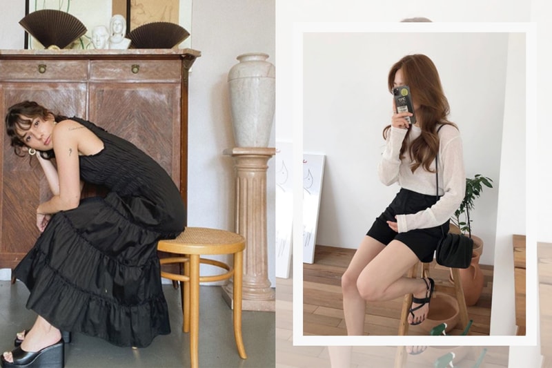 Black Dress and shorts outfit