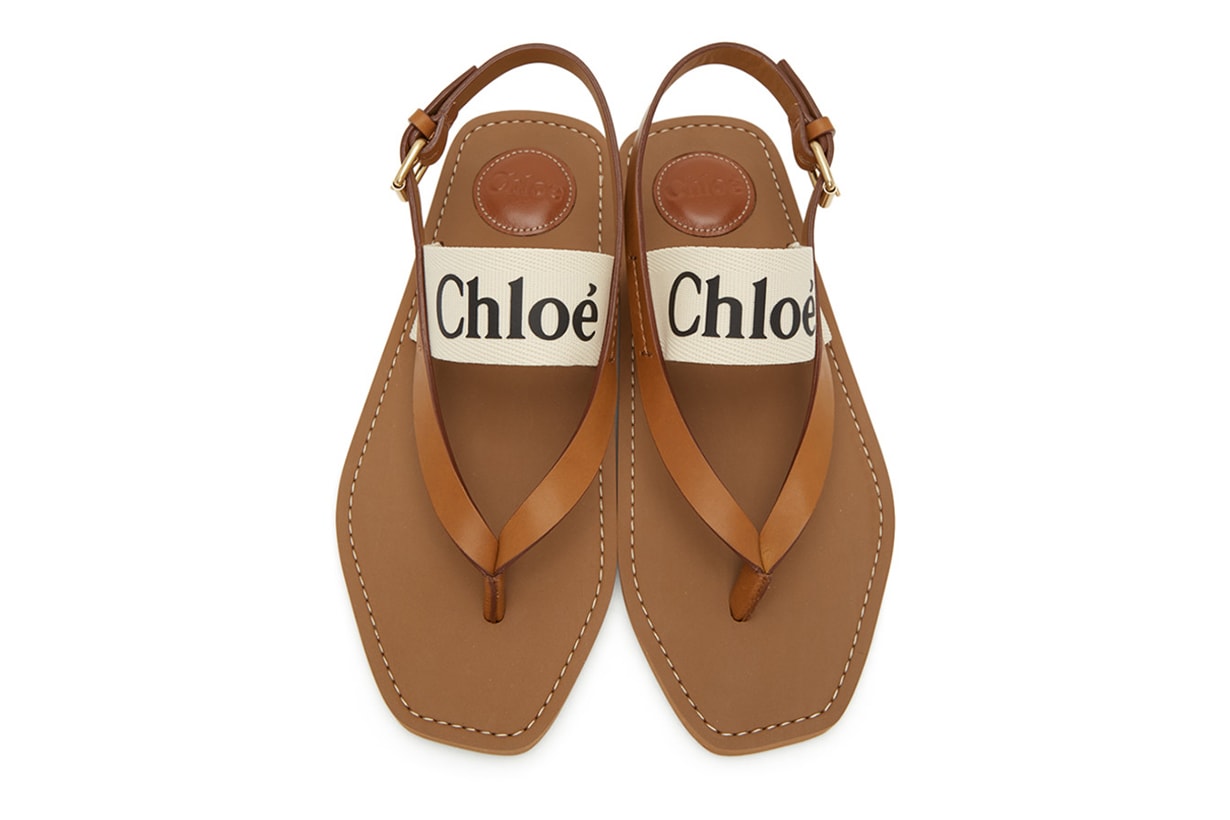 White & Tan Woody Flat Sandals