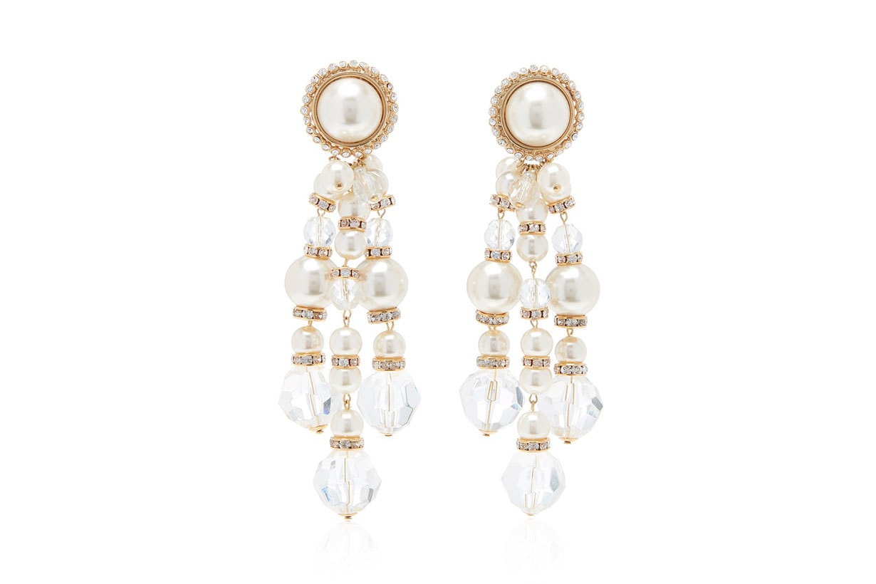 Alessandra Rich Gold-Tone, Faux Pearl And Crystal Clip Earrings