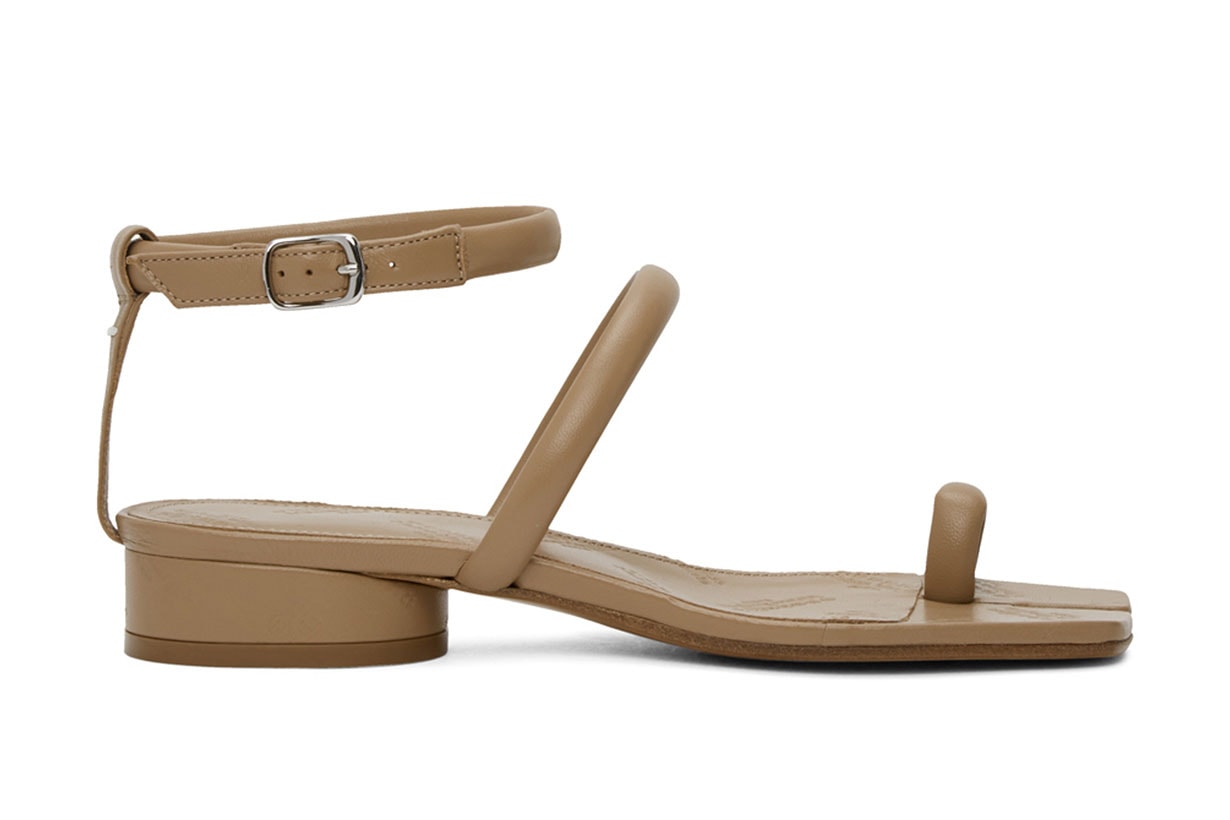 Beige Ankle Strap Tabi Sandals