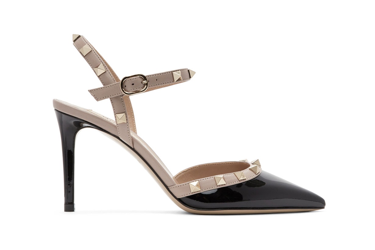 Black Valentino Garavani Patent Rockstud Slingback Heels