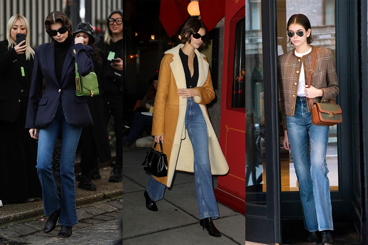fashion trends flared jeans 2020 inspiration Kaia Gerber French style