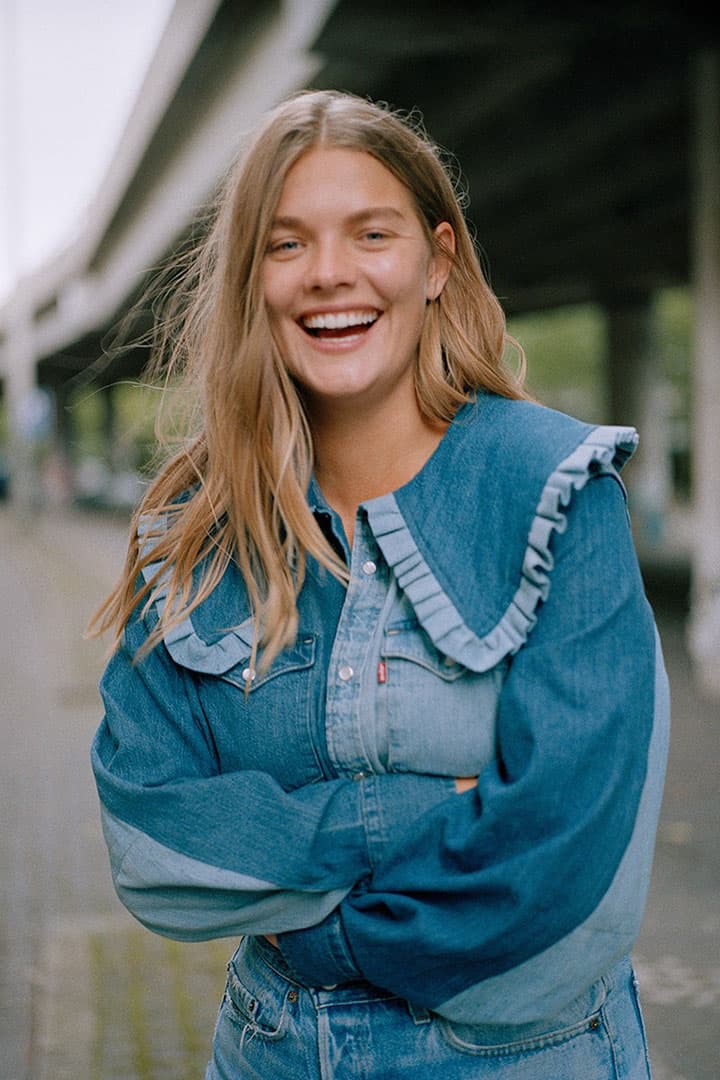 Denim Shirt with Peter Pan Collar