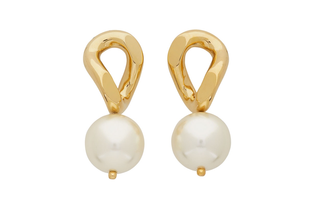 Gold Baby Pearl Link Earrings