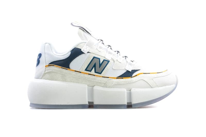 Jaden smith new balance vision racer white navy blue yellow release sneakers