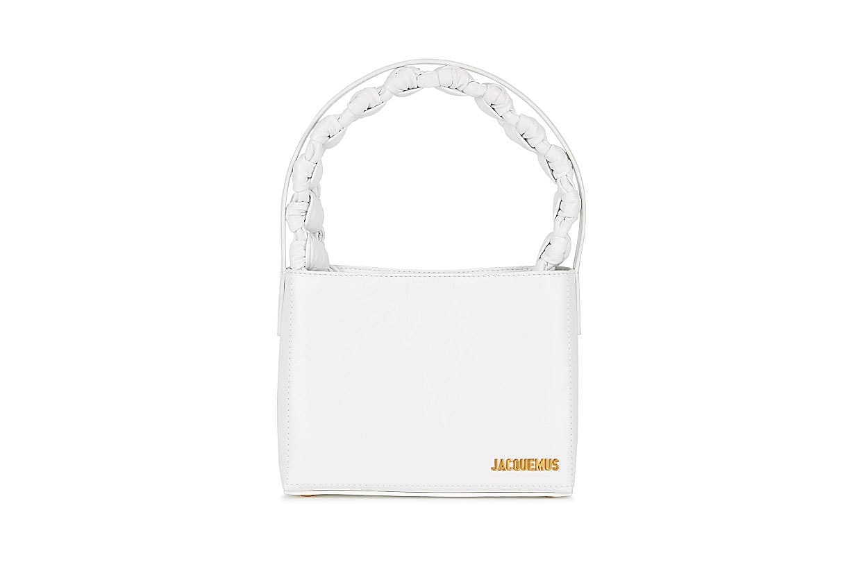 JACQUEMUS  Le Sac Noeud white leather top handle bag