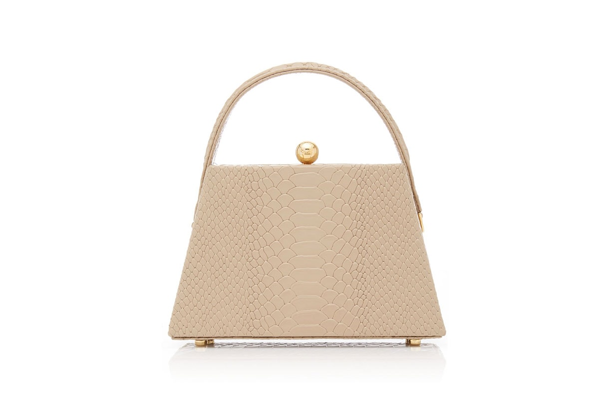 La Femme Croc-Effect Leather Top Handle Bag