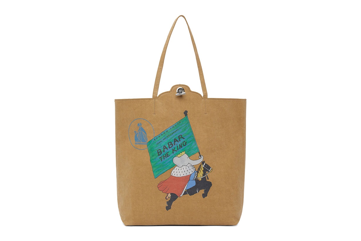 Lanvin Brown Babar Edition 'The King' Kraft Cabas Tote