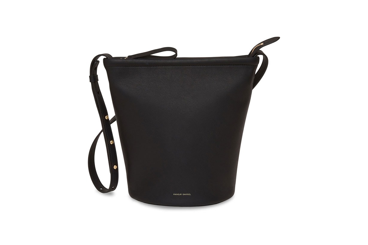 Mansur Gavriel Zip-Up Leather And Canvas Bucket Bag