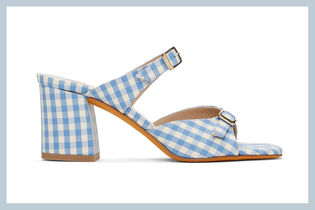 Maryam Nassir Zadeh Blue & White Gingham Una Sandals