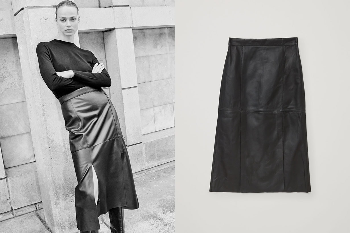 NAPPA LEATHER A-LINE MIDI SKIRT