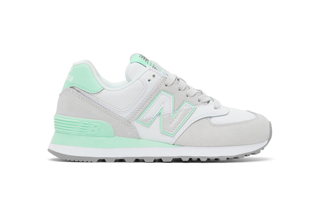 New Balance Grey & Green 574 Sneakers