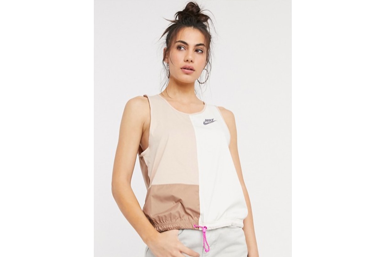 Nike Woven colour block vest in beige