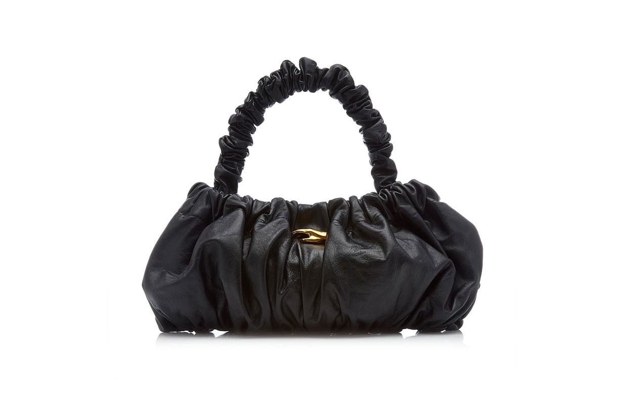 Pierre Ruched Leather Top Handle Bag