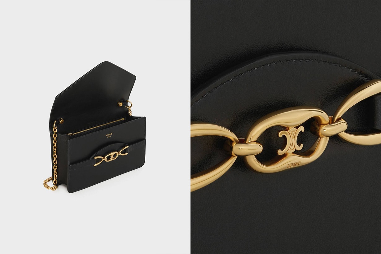 celine wallet on chain in shiny calfskin
