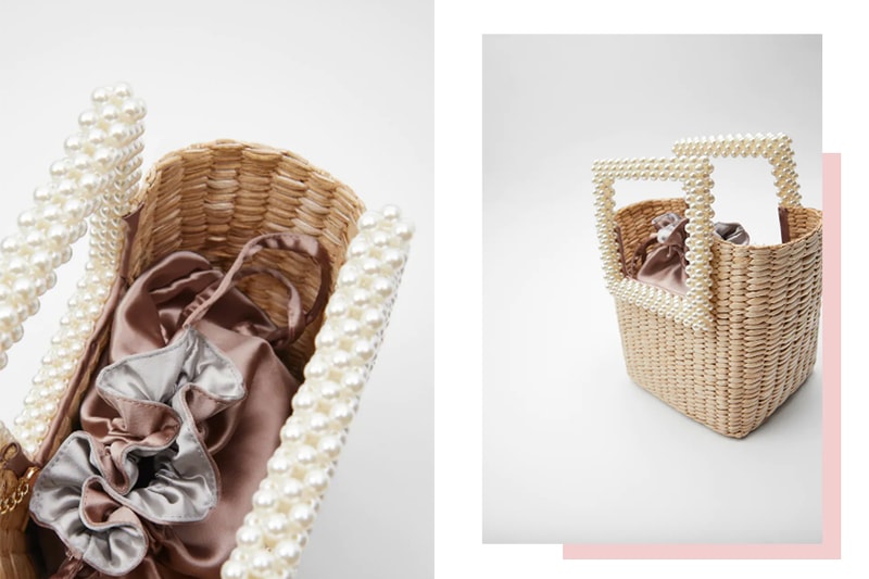 zara BASKET BAG WITH FAUX PEARL HANDLES instagram hit japan