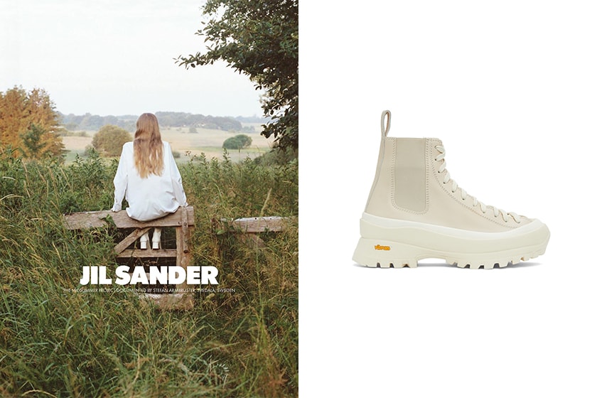 Jil Sander Beige Leather Combat Boots