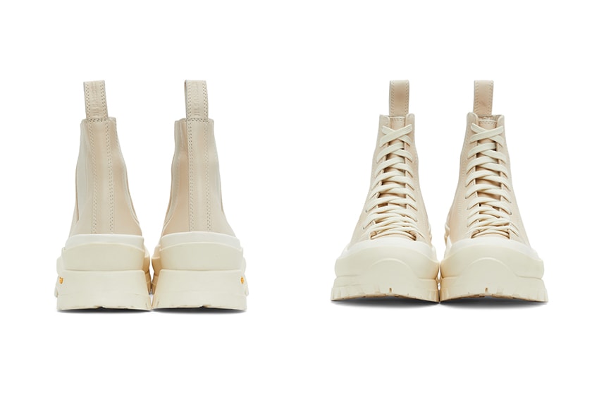 Jil Sander Beige Leather Combat Boots